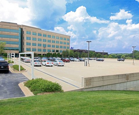 Top level of the adjacent parking deck for 2300 Cabot Drive office building