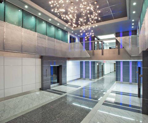 Two-story atrium at 4600 East Washington office building