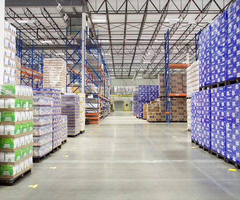 Warehouse space at Adams Beverages distribution facility