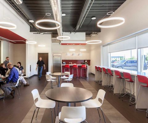 Employee break room at AMS Mechanical Systems corporate office