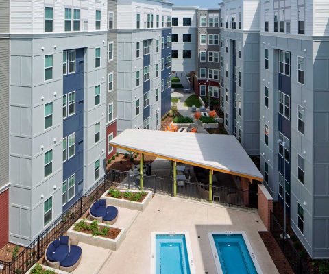 Outdoor pool at Campus Circle student apartments