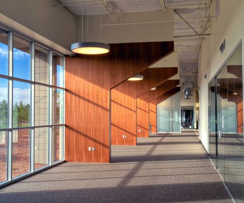 Remodeled hallway at Climatec corporate office