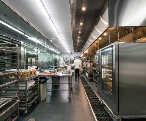 Preparation area at DO & CO LAX kitchen facility