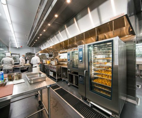 Preparation area at DO & CO LAX kitchen facility