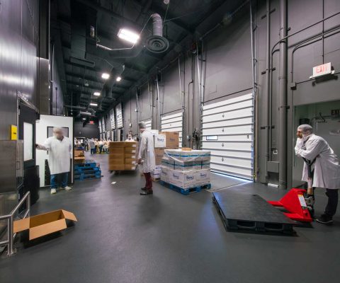 Interior view of loading docks at DO & CO LAX kitchen facility