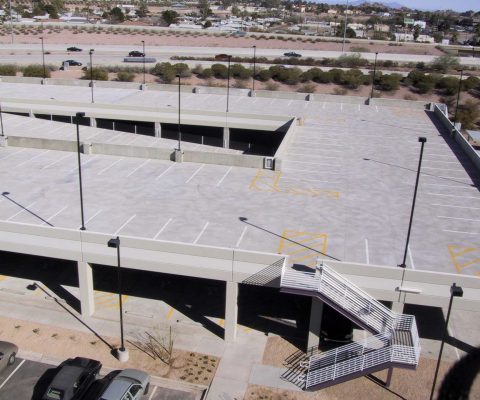Aerial view of East Gateway Centre parking