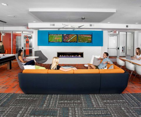 Lounge area at The Edge student apartments