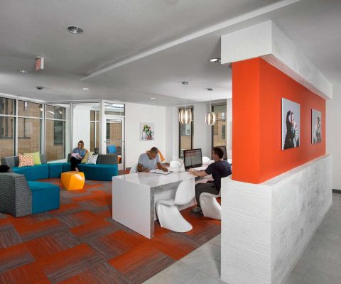 Computer lounge at The Edge student apartments