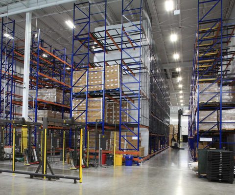 Cold storage space at Golden State Foods distribution facility