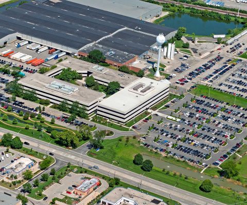 Aerial view of Medline Industries headquarters