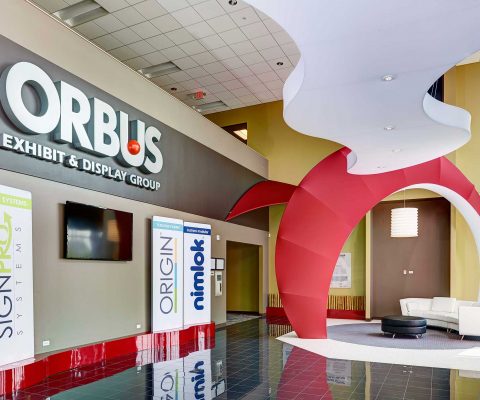Lobby at Orbus Exhibit & Display Group headquarters