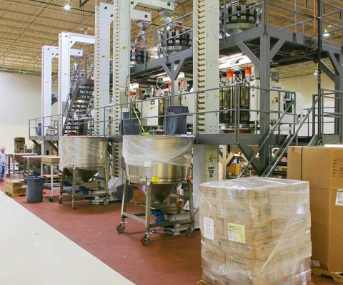 Food processing area at John B. Sanfilippo & Son processing and distribution facility