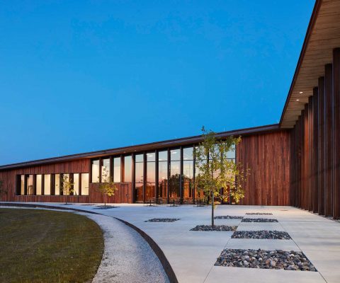 Outdoor terrace at Trumpf Smart Factory office and showroom facility