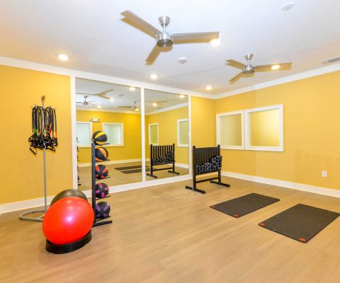 Yoga and aerobics room at The Veranda at Groveway