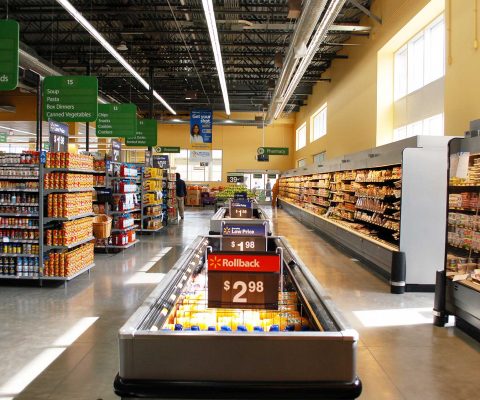 Refrigerated area at Walmart Neighborhood Market