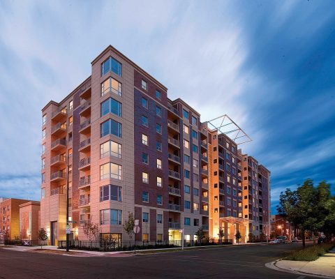 Westhaven Park condominiums at night